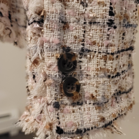 ANN TAYLOR Multicolor Tweed Double-Breasted Blazer Size 8 - Picture 6 of 10